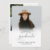 Faire-part Diplômé en Script chic 5 photo Collage Graduation (Devant / Derrière)