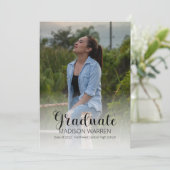 Faire-part Diplômé en Script Classy Deux Photo Sage Graduatio (Debout devant)