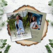 Faire-part Diplômé en Script Classy Deux Photo Sage Graduatio