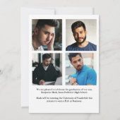 Faire-part Diplômé en Script moderne Diplôme en photo simple (Dos)