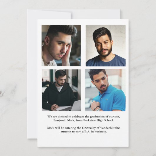 Faire-part Diplômé en Script moderne Diplôme en photo simple (Dos)