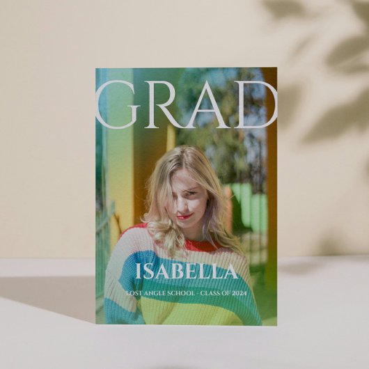 Faire-part Diplômé en Script moderne Diplôme en photo simple