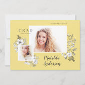 Faire-part Diplômé floral illustré à la main (Devant)