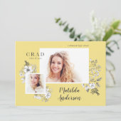 Faire-part Diplômé floral illustré à la main (Debout devant)