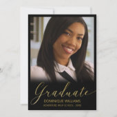 Faire-part Diplôme Gold Script photo Black Frame (Devant)