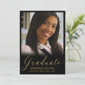 Faire-part Diplôme Gold Script photo Black Frame (Debout devant)