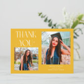 Faire-part Diplômé Jaune Merci 2-Photo  (Debout devant)