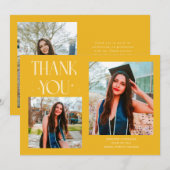 Faire-part Diplômé Jaune Merci 2-Photo  (Devant / Derrière)