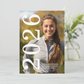 Faire-part Diplômé Minimal Bold Classique 2026 (Debout devant)