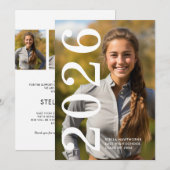 Faire-part Diplômé Minimal Bold Classique 2026 (Devant / Derrière)