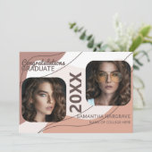 Faire-part Diplômé Moderne | 2 Collage Photo de Remise de Dip (Debout devant)
