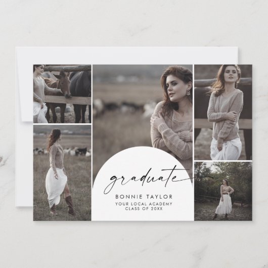 Faire-part Diplômé moderne Boho Arch Diplômé Multi Photo (Devant)