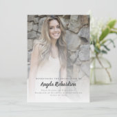 Faire-part Diplôme moderne Charcoal Script Typographie Photo (Debout devant)