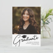 Faire-part Diplômé moderne de Casquette de script formel (Debout devant)