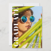 Faire-part Diplômé moderne de retour et blanc photo (Devant)