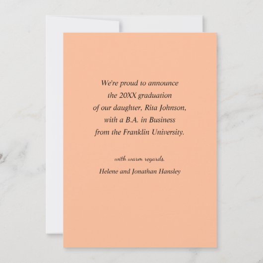 Faire-part Diplômé Moderne Élégant Neutre Photo Graduation (Dos)