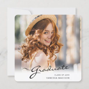 Faire-part Diplômé moderne Élégant script photo tendance