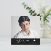 Faire-part Diplômé moderne | Élégant script tendance 1 photo (Debout devant)