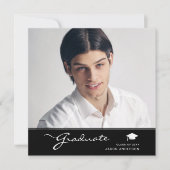 Faire-part Diplômé moderne | Élégant script tendance 1 photo (Devant)