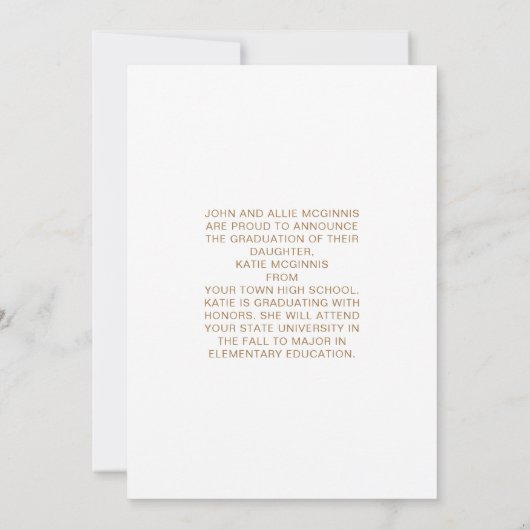 Faire-part Diplôme moderne en or blanc 3 photos (Dos)