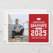 Faire-part Diplôme moderne en photo rouge (Devant)