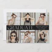 Faire-part Diplômé Moderne Noir et Blanc 12 Photos (Devant)