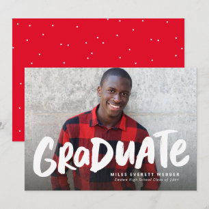 Faire-part Diplômé moderne rouge moderne un diplôme de photo