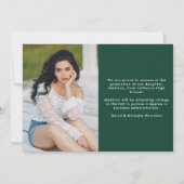 Faire-part Diplômé moderne Typographie verte Diplôme de photo (Dos)
