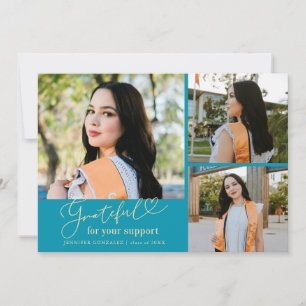 Faire-part Diplôme Multi Photo Bleu Aqua Grateful
