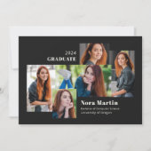 Faire-part Diplôme Multi Photo College Noir Blanc (Devant)