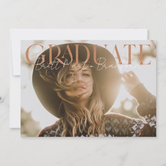 Faire-part Diplômé Muted Serif Photo Graduate (Devant)