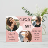 Faire-part Diplôme photo Abstrait en Cercle rose (Debout devant)