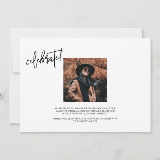 Faire-part Diplôme photo chic Script 3 (Dos)