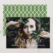 Faire-part Diplôme photo de script blanc (Devant / Derrière)