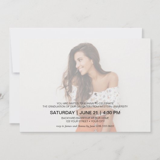 Faire-part Diplôme photo de script tendance (Dos)