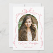 Faire-part Diplôme photo en arc rose vintage (Devant)