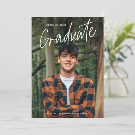 Faire-part Diplôme photo manuscrit de script (Debout devant)