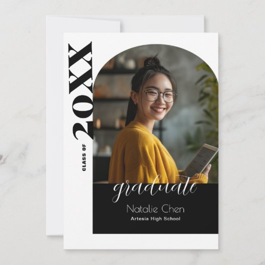 Faire-part Diplôme photo moderne de Black Arch (Devant)