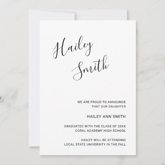 Faire-part Diplôme photo moderne en noir et blanc (Devant)