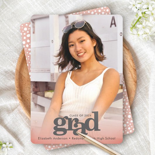 Faire-part Diplôme photo rose vif typographie audacieuse