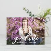 Faire-part Diplômé Photo Script moderne (Debout devant)