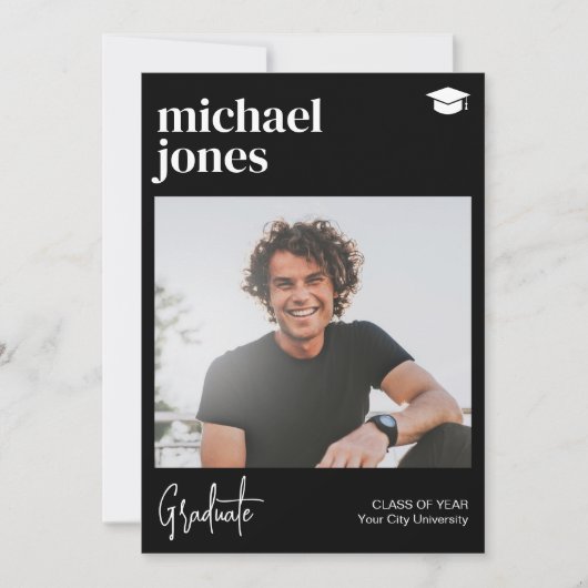 Faire-part Diplômé photo simple classique graduation (Devant)