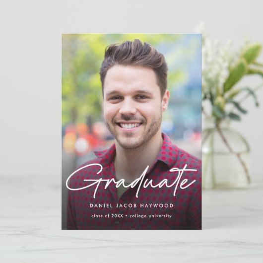 Faire-part Diplôme photo simple et moderne (Debout devant)