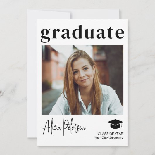 Faire-part Diplôme photo simple moderne (Devant)