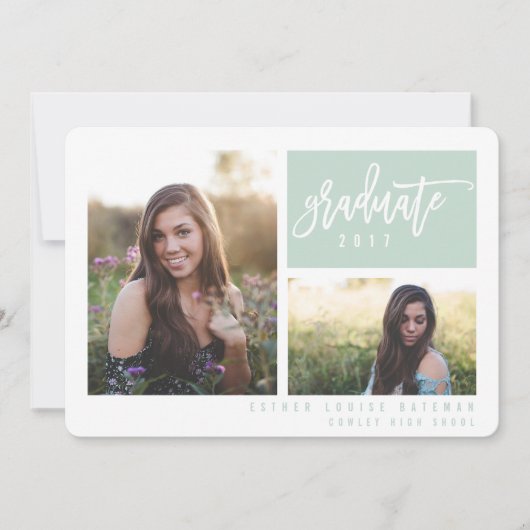 FAIRE-PART DIPLÔME PHOTOGRAPHIQUE DOUBLE AVEC PHOTOS DE TRAVA (Devant)