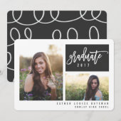 FAIRE-PART DIPLÔME PHOTOGRAPHIQUE DOUBLE AVEC PHOTOS DE TRAVA (Devant / Derrière)