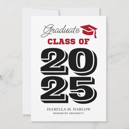 Faire-part Diplômé Red Black University College (Devant)