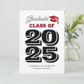 Faire-part Diplômé Red Black University College (Debout devant)