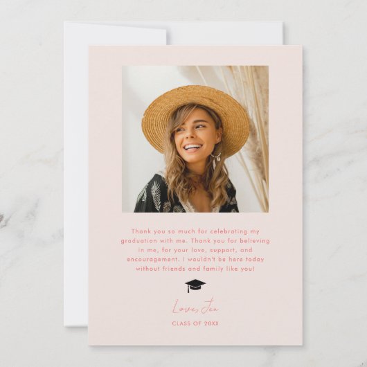 Faire-part Diplômé Rétro Arche rose (Dos)