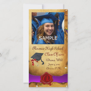 Faire-part DIPLÔME ROUGE SCEAU DE CIRE BROWN MONOGRAM violet